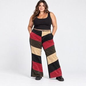 Vintage Hypo Active Patchwork Leather Flare Wide Leg Pants Size 22W